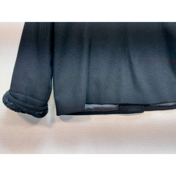 St. John's Bay Women's Faux Fur Wool Coat Long Sleeve Size X-Large Black - Picture 8 of 10